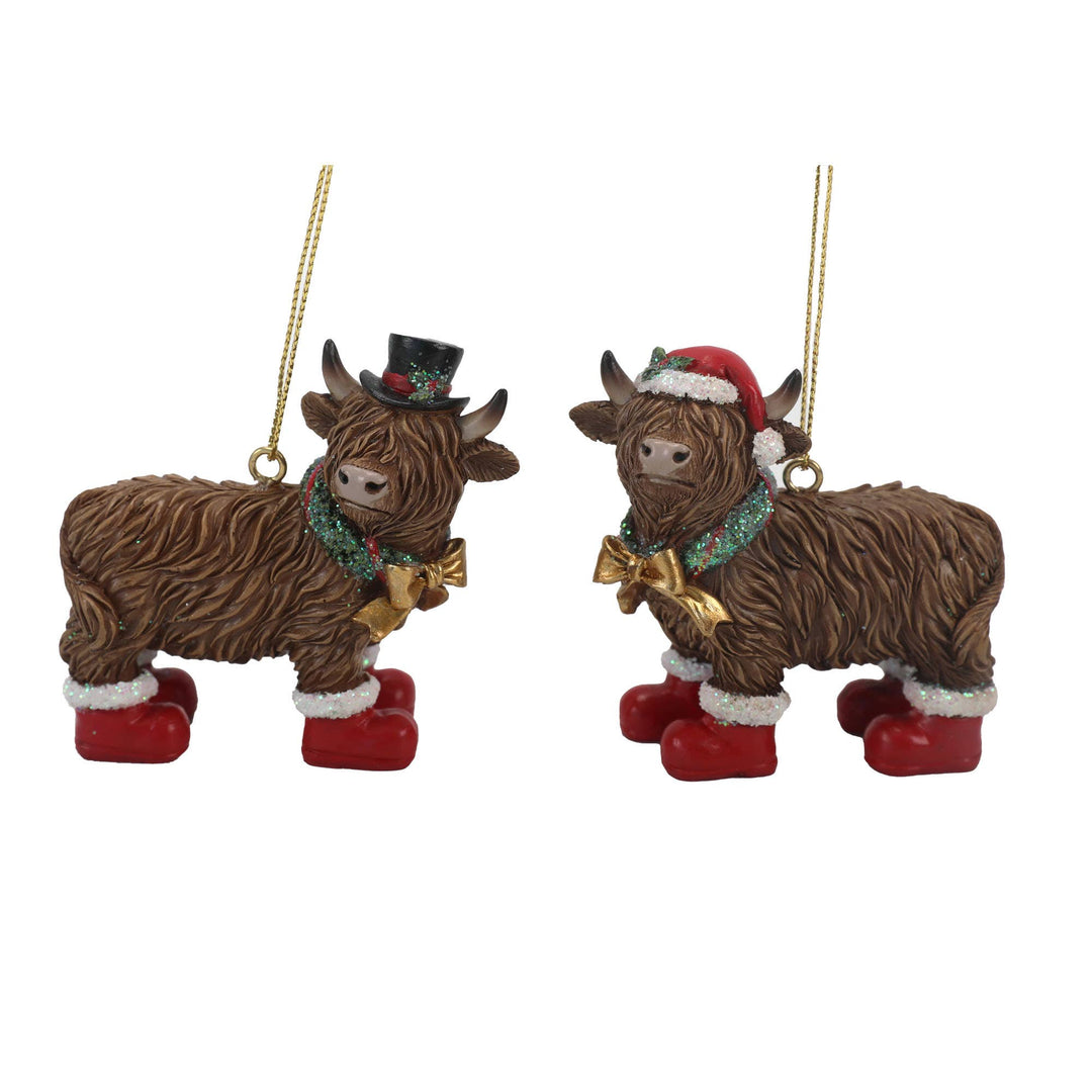 Holiday Highland Cow Hanging Ornament