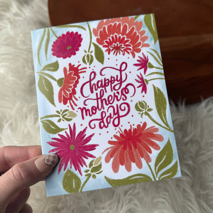 Happy Mother's Day Florals Blue Card