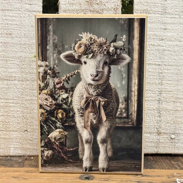 Heirloom Floral Sheep Block