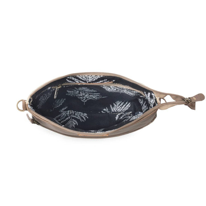 Wildprint Trail upcycled canvas crossbody Bag for Women in ivory with vintage print