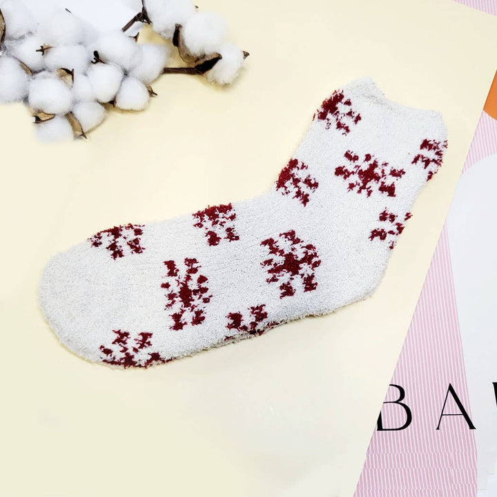 Winter Snowflake Pattern Fuzzy Socks