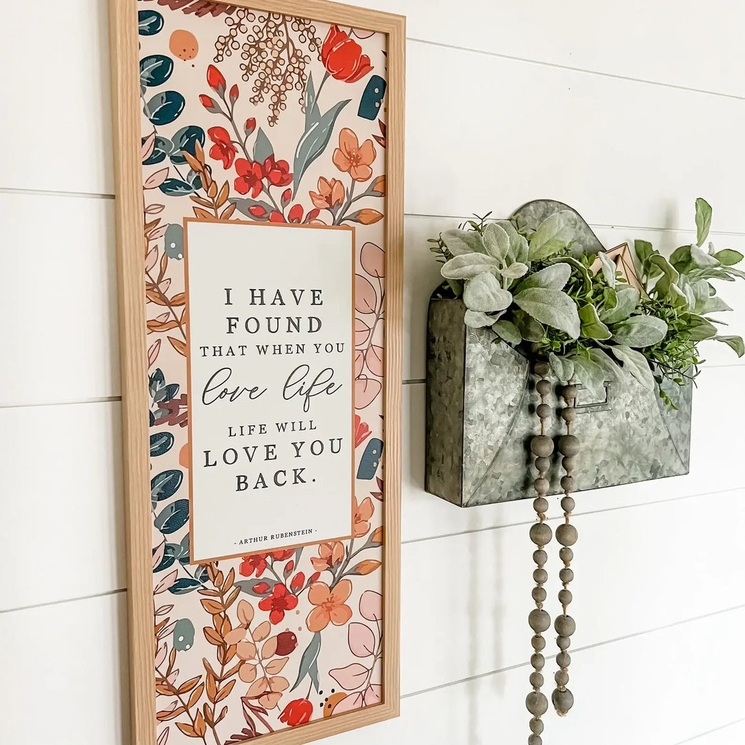 Love Life Inspirational Quote With Floral Background