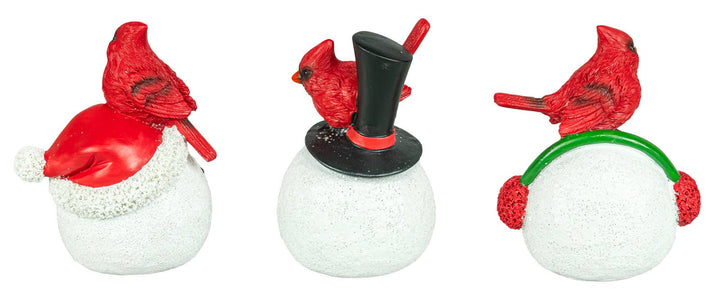 Christmas Cardinal Friend Snowman Head 3 Ast