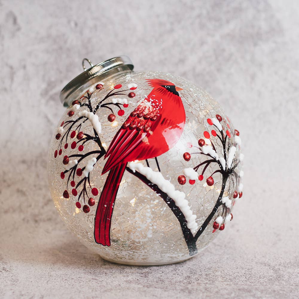 Snow Branch Glass Ornament LED – Christmas Holiday Decor