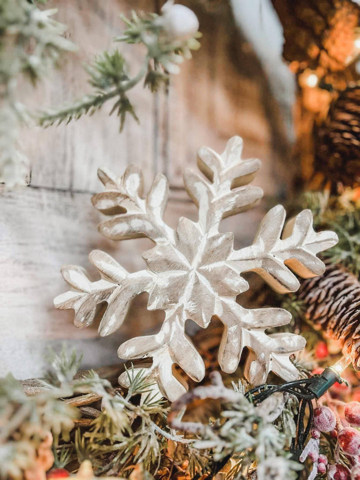 Whitewashed Wooden Snowflake 5x5 inch