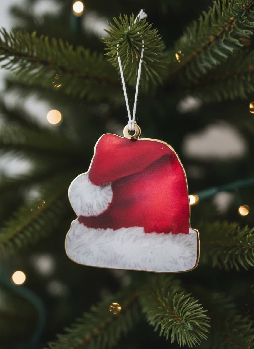 Santa Hat Ornament 4x4in