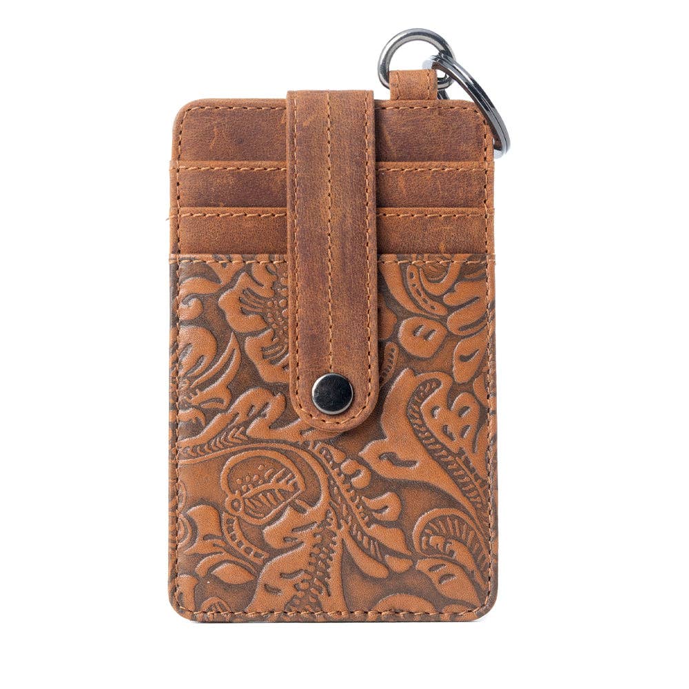 Roper Card Holder for Women in brown with Embossed detail