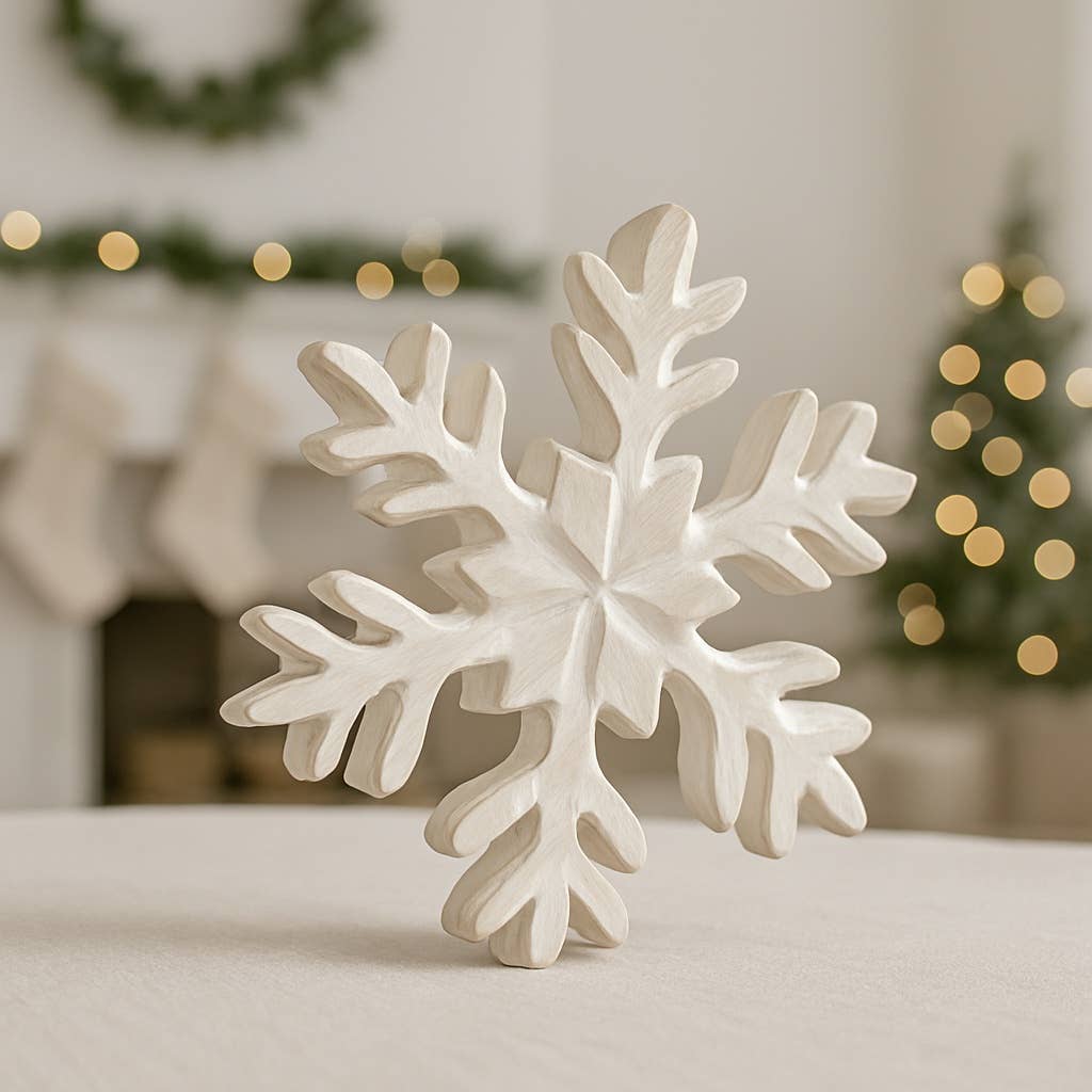 Whitewashed Wooden Snowflake 5x5 inch