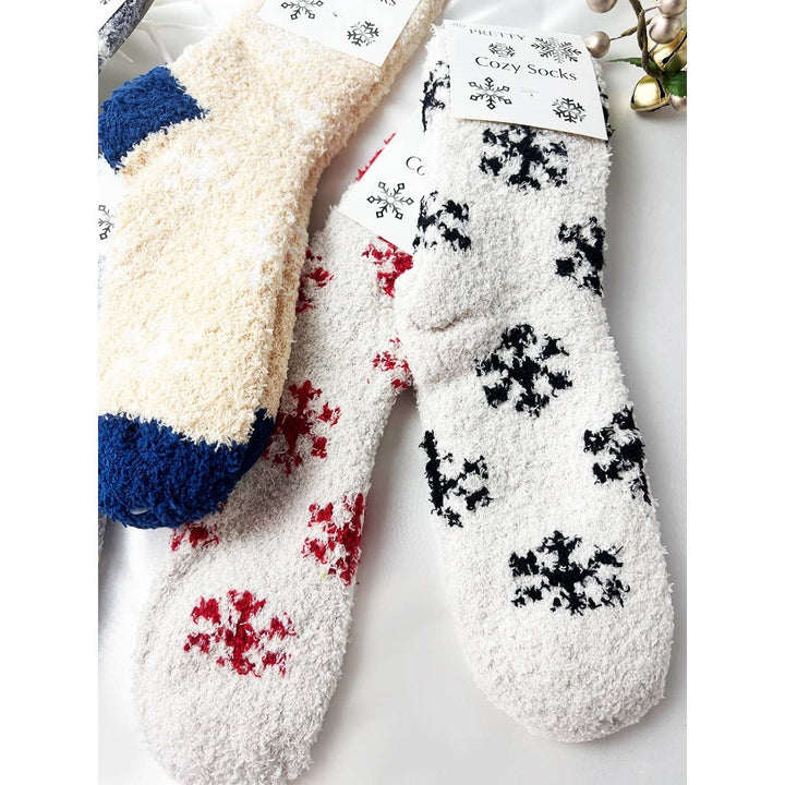 Winter Snowflake Pattern Fuzzy Socks