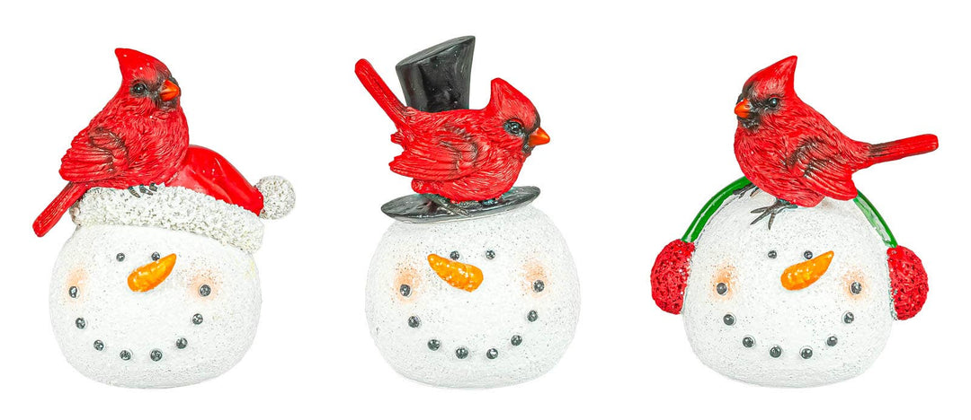 Christmas Cardinal Friend Snowman Head 3 Ast