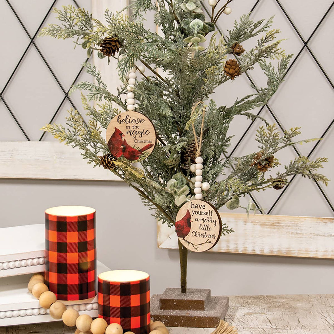 Christmas Cardinal Round Beaded Ornament, 2 Assorted