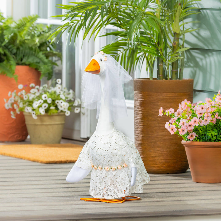 Porch Goose Statue, Metal, 21"H