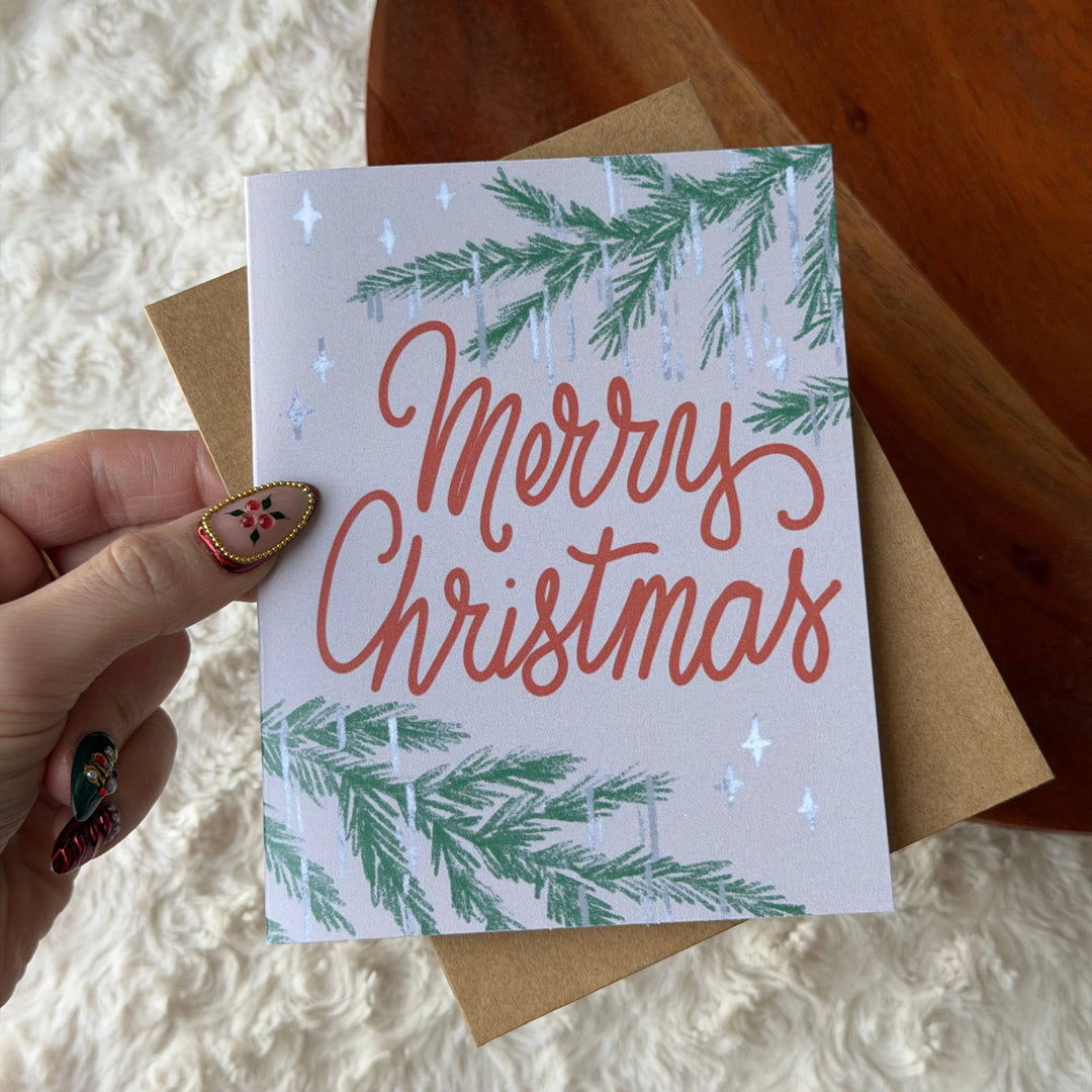 Merry Christmas Tree Cursive Card (Christmas Card)