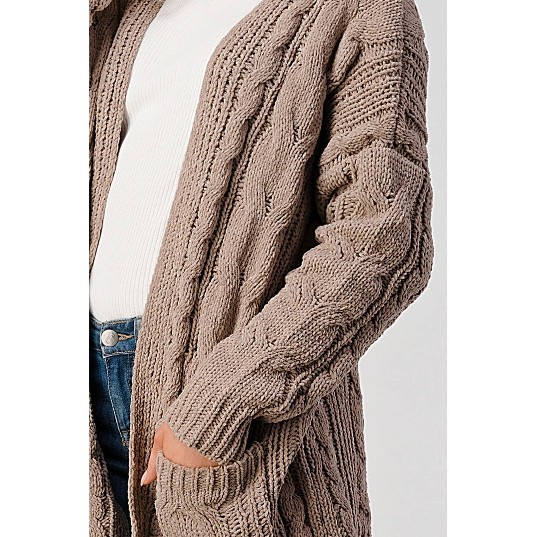 CHUNKY CABLE KNIT OPEN FRONT FALL CARDIGAN