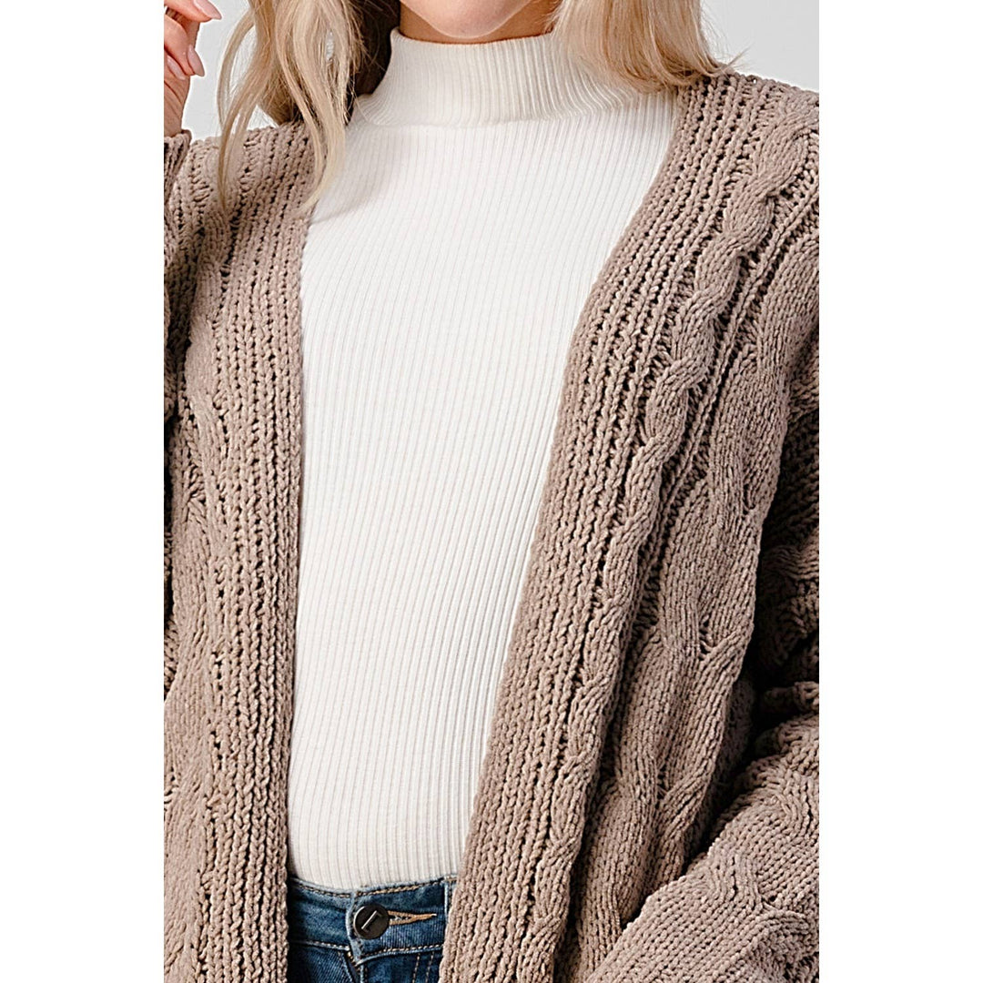 CHUNKY CABLE KNIT OPEN FRONT FALL CARDIGAN